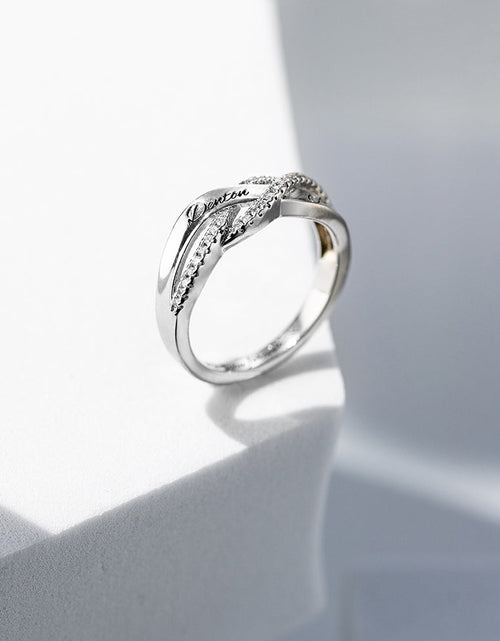Load image into Gallery viewer, Twisted Lovers Ring Engraved Sterling Silver