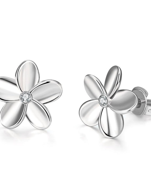 Load image into Gallery viewer, Crystal Flower Stud Earring in 18K White Gold Plated