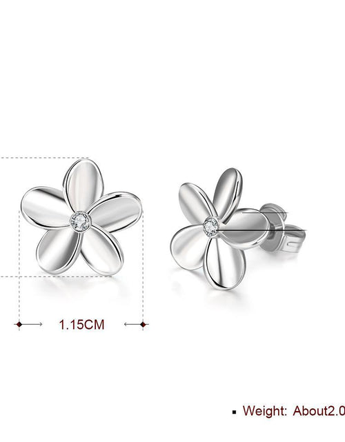 Load image into Gallery viewer, Crystal Flower Stud Earring in 18K White Gold Plated