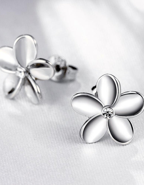 Load image into Gallery viewer, Crystal Flower Stud Earring in 18K White Gold Plated