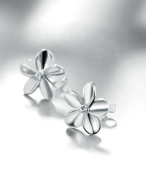 Load image into Gallery viewer, Crystal Flower Stud Earring in 18K White Gold Plated