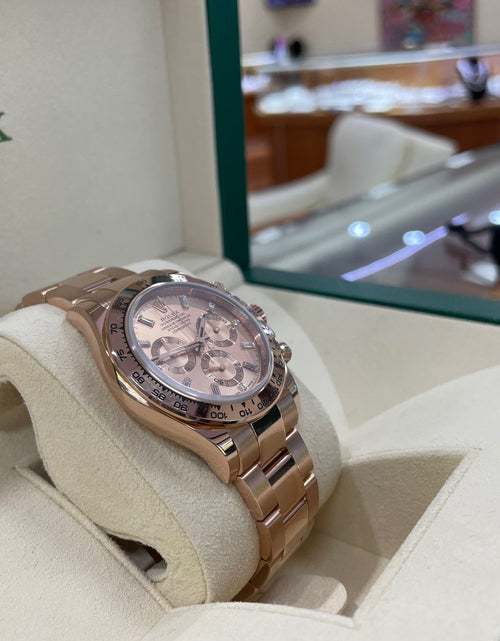 Load image into Gallery viewer, Rolex Cosmograph Daytona 40mm 116505 Factory Everose Gold Sundust Baguette Dial Box and Papers
