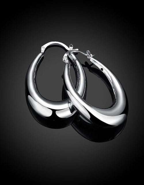 Load image into Gallery viewer, 47mm Thick Cut Hoop Earring in 18K White Gold Plated