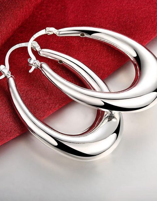 Load image into Gallery viewer, 47mm Thick Cut Hoop Earring in 18K White Gold Plated