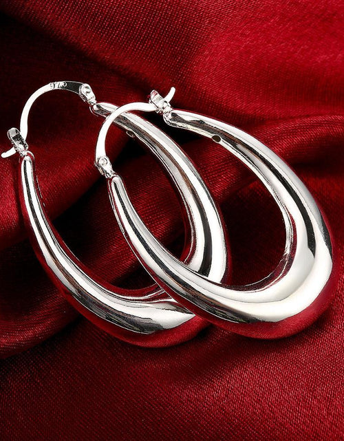 Load image into Gallery viewer, 47mm Thick Cut Hoop Earring in 18K White Gold Plated
