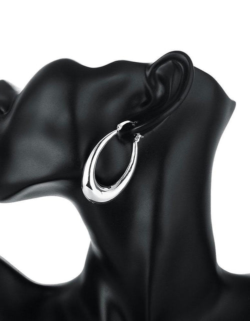 Load image into Gallery viewer, 47mm Thick Cut Hoop Earring in 18K White Gold Plated