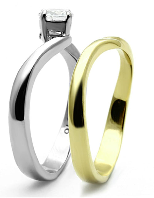 Load image into Gallery viewer, TK1092 - Two-Tone IP Gold (Ion Plating) Stainless Steel Ring with AAA