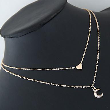 Load image into Gallery viewer, Moon and Heart Two Layer Necklace