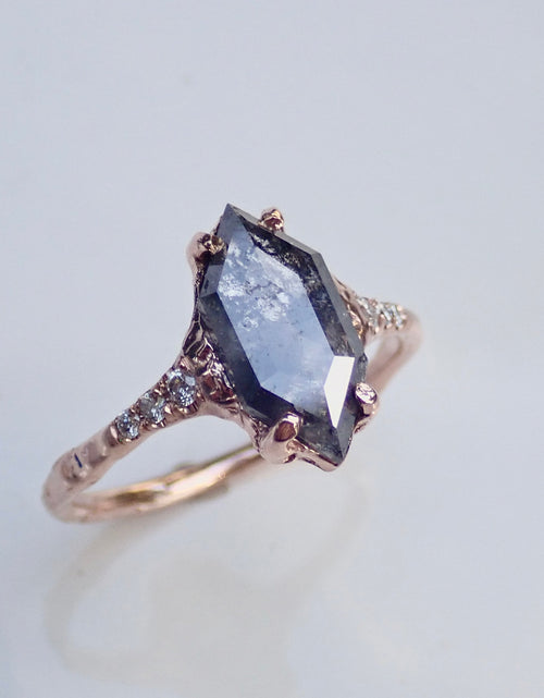 Load image into Gallery viewer, Salt and Pepper,  Elongated Hexagon, Black Diamond, 14k Rose Gold