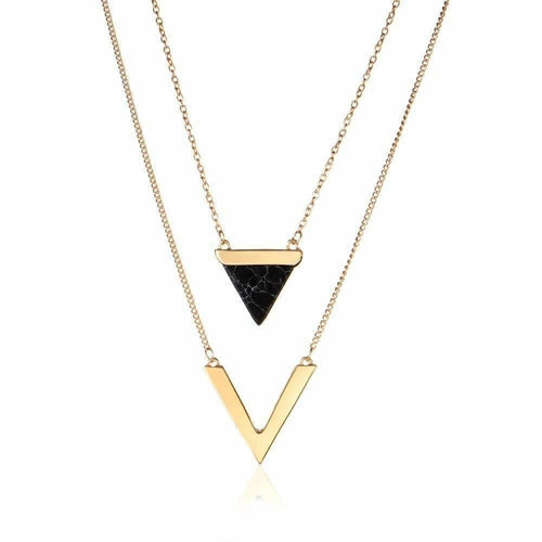 Load image into Gallery viewer, Marble Chevron Double Layer Necklace