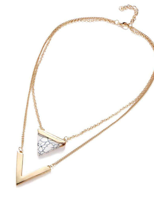 Load image into Gallery viewer, Marble Chevron Double Layer Necklace