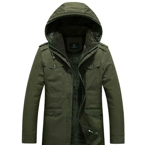 Load image into Gallery viewer, Mens Hooded Military Style Coat