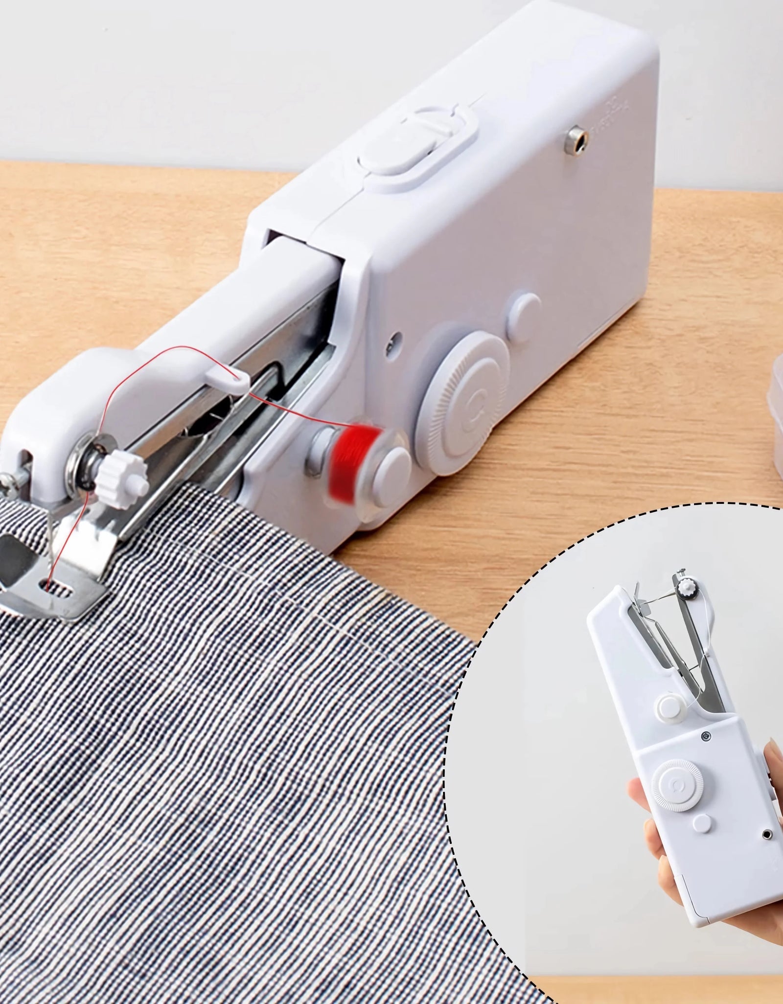 Mini Handheld Sewing Machine, Quick Sewing Portable Sewing Machine, Portable Sewing Machine Suitable for Home - White