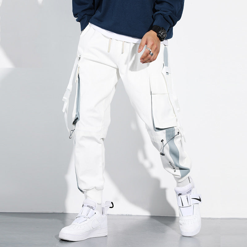 Classic Streetwear Casual Men Ribbons Harem Jogging Pants