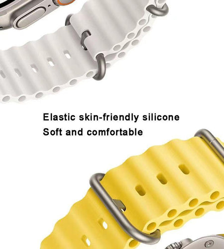 Factory Wholesale Silicone Smart Watch Band Soft Elastic Bracelet Trap Marine Wave Series Double Buckle Design for Digital Watch