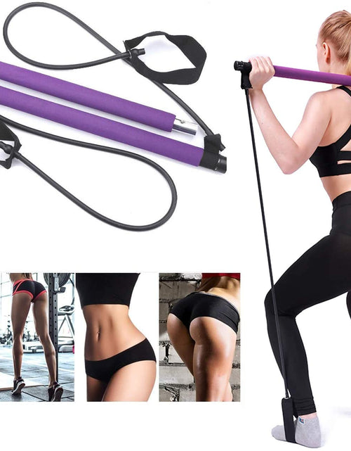 Load image into Gallery viewer, Adjustable Pilates Bar Kit Resistance Band Exercise Stick Toning Gym
