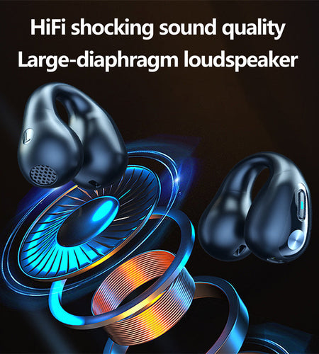 Bone Conduction Headphones TWS Earbuds Ear Clip Bluetooth 5.3 Touch Wireless Earphone In-Ear Bass HIFI Sports Headset