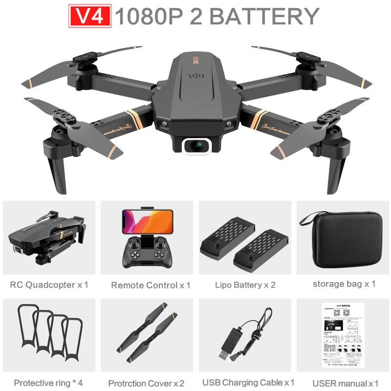 4DRC V4 WIFI FPV Drone WiFi live video FPV 4K/1080P HD Wide Angle Camera Foldable Altitude Hold Durable RC Quadcopter