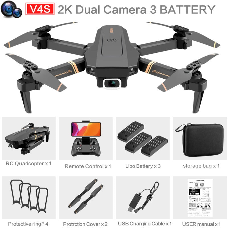 4DRC V4 WIFI FPV Drone WiFi live video FPV 4K/1080P HD Wide Angle Camera Foldable Altitude Hold Durable RC Quadcopter