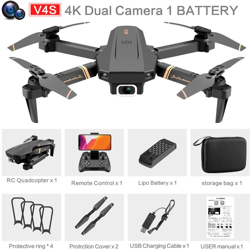 4DRC V4 WIFI FPV Drone WiFi live video FPV 4K/1080P HD Wide Angle Camera Foldable Altitude Hold Durable RC Quadcopter