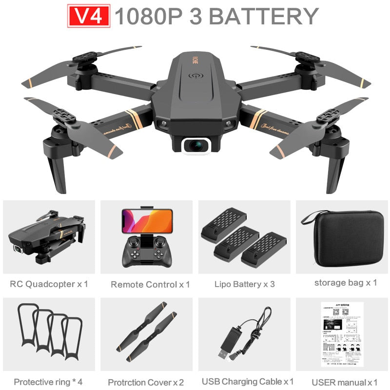 4DRC V4 WIFI FPV Drone WiFi live video FPV 4K/1080P HD Wide Angle Camera Foldable Altitude Hold Durable RC Quadcopter