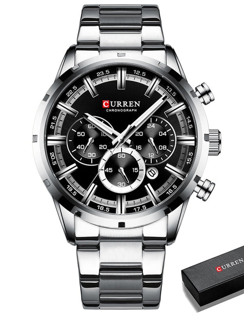 Load image into Gallery viewer, CURREN Men Watch Top Brand Luxury Sports Quartz Mens Watches Full Steel Waterproof Chronograph Wristwatch Men Relogio Masculino
