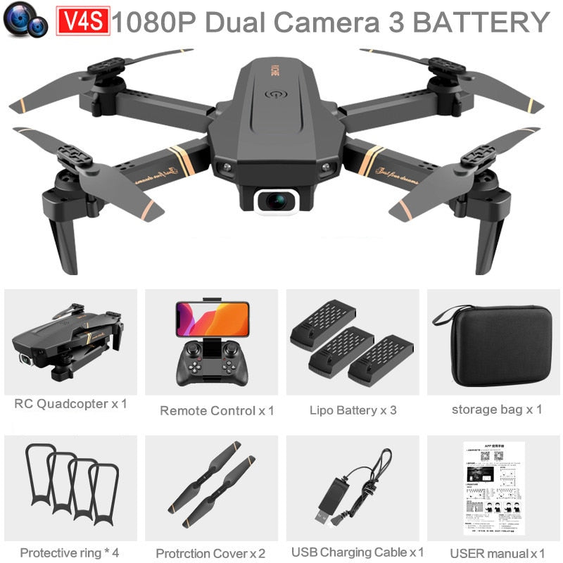 4DRC V4 WIFI FPV Drone WiFi live video FPV 4K/1080P HD Wide Angle Camera Foldable Altitude Hold Durable RC Quadcopter