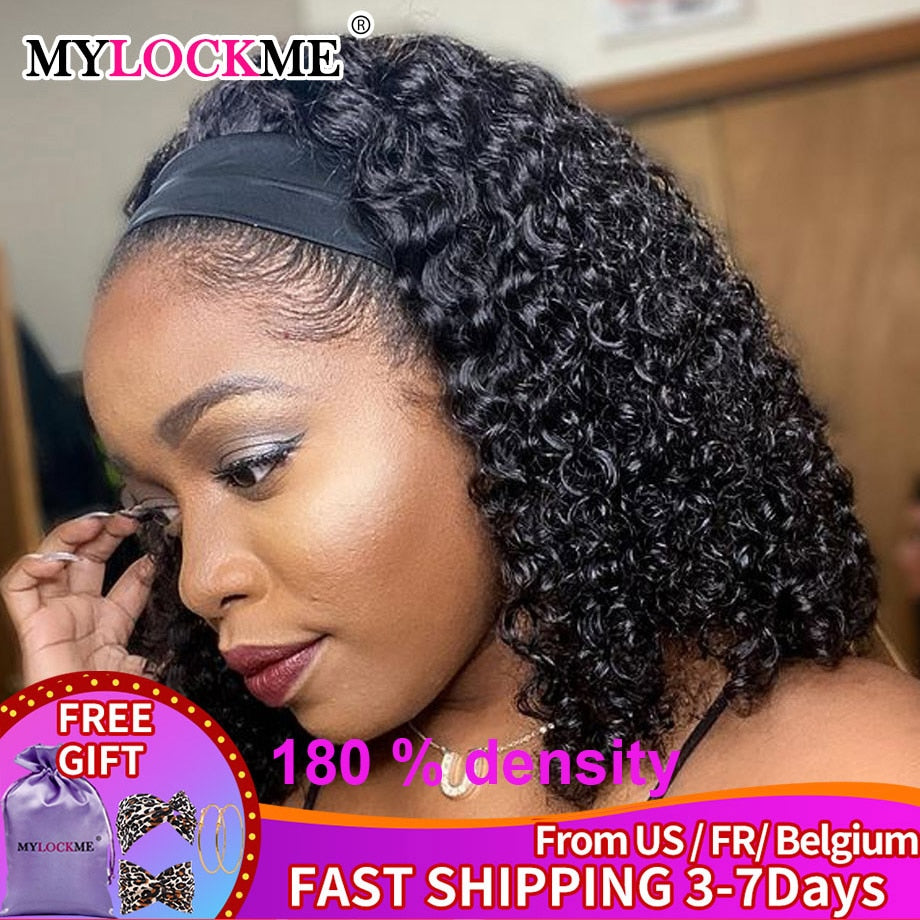 Human Hair Kinky Curly Human Hair Wigs For Women 180% Density