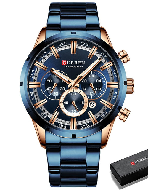 Load image into Gallery viewer, CURREN Men Watch Top Brand Luxury Sports Quartz Mens Watches Full Steel Waterproof Chronograph Wristwatch Men Relogio Masculino
