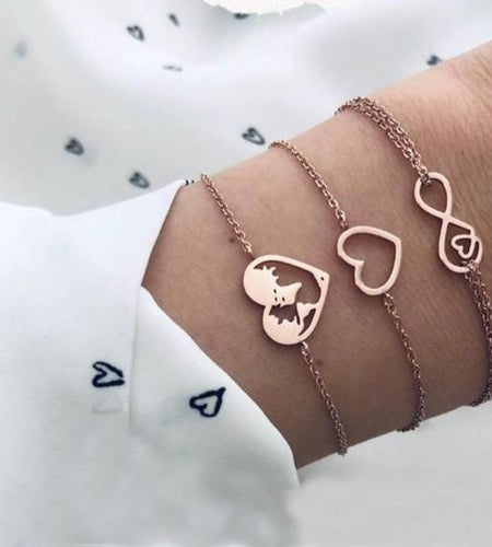 Love & Peace in the World Rose Gold 3 Piece Set