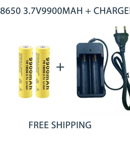 Rechargeable Battery 3.7V 18650 9900mAh Capacity Li-ion Rechargeable Battery For Flashlight Torch Battery+Charger