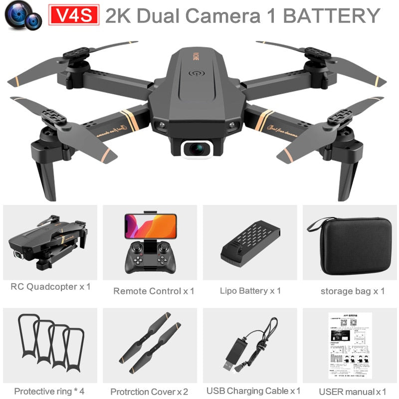 4DRC V4 WIFI FPV Drone WiFi live video FPV 4K/1080P HD Wide Angle Camera Foldable Altitude Hold Durable RC Quadcopter