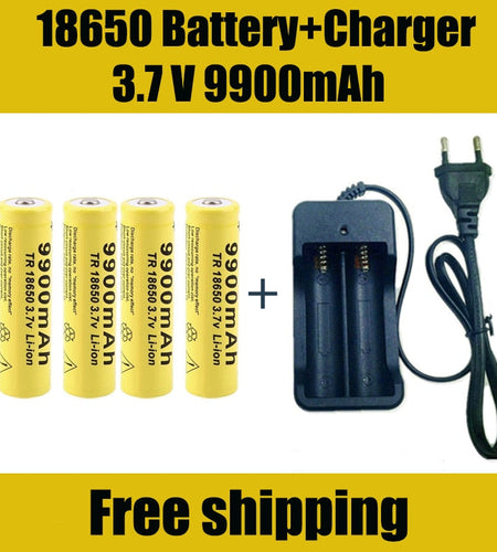 Rechargeable Battery 3.7V 18650 9900mAh Capacity Li-ion Rechargeable Battery For Flashlight Torch Battery+Charger
