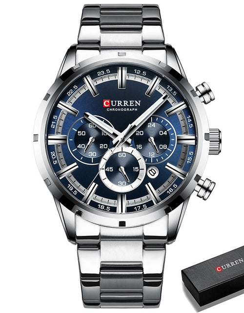 Load image into Gallery viewer, CURREN Men Watch Top Brand Luxury Sports Quartz Mens Watches Full Steel Waterproof Chronograph Wristwatch Men Relogio Masculino
