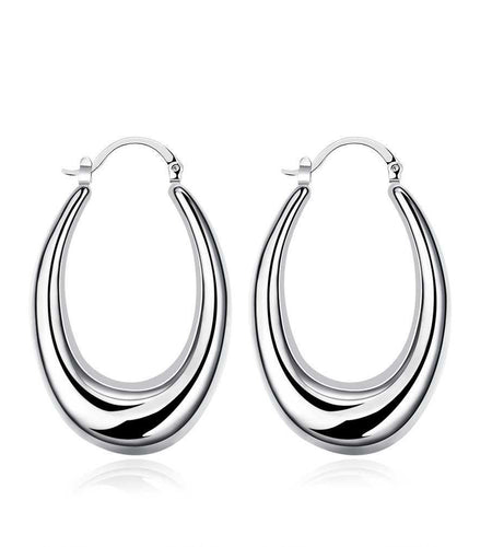 47mm Thick Cut Hoop Earring in 18K White Gold Plated