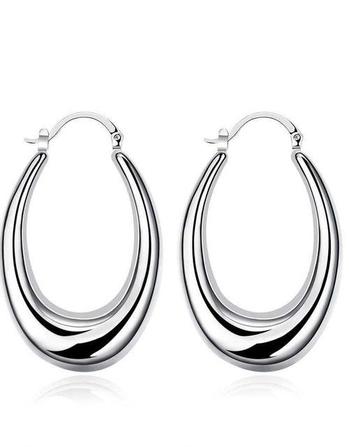Load image into Gallery viewer, 47mm Thick Cut Hoop Earring in 18K White Gold Plated
