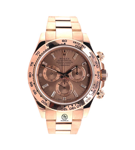 Rolex Cosmograph Daytona 40mm 116505 Factory Everose Gold Sundust Baguette Dial Box and Papers