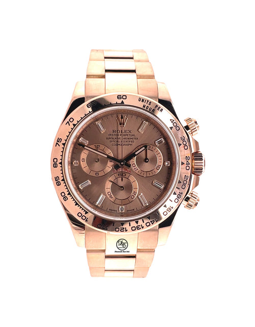 Load image into Gallery viewer, Rolex Cosmograph Daytona 40mm 116505 Factory Everose Gold Sundust Baguette Dial Box and Papers
