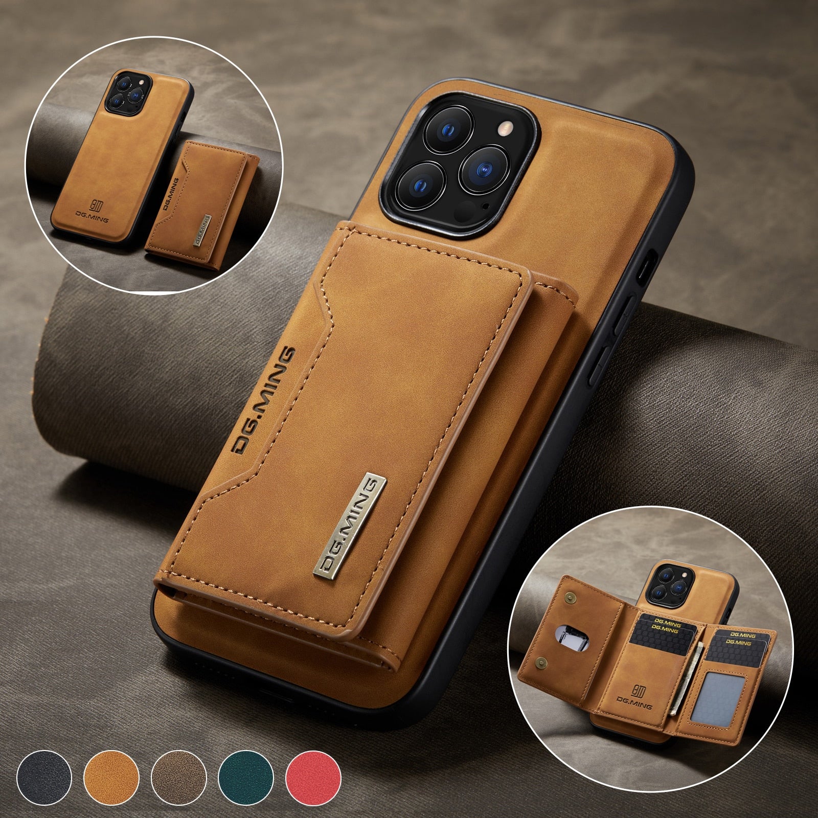 2 In 1 Leather Wallet Cover Detachable Case with Card Holder for all iphone