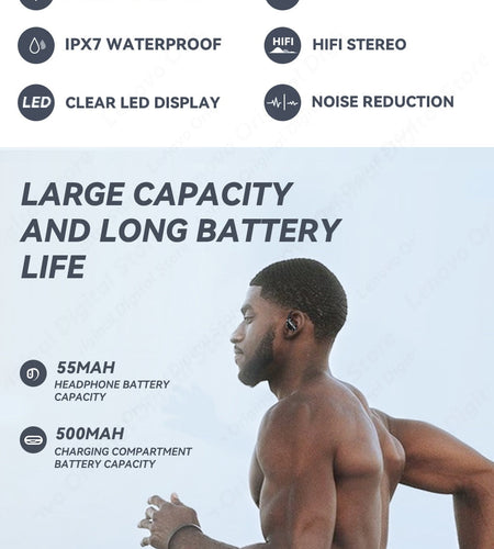 Lenovo XT80 Bluetooth 5.3 Earphones True Wireless Headphones with Mic Button Control Noise Reduction Earhooks Waterproof Headset