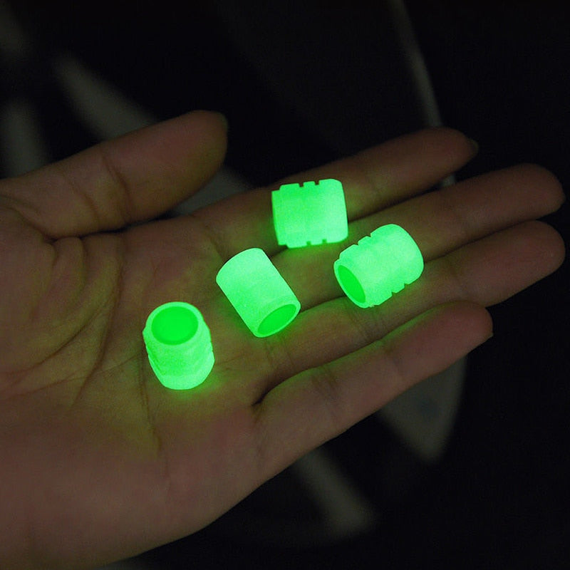 4Pcs Glowing Car Tire Valve Caps