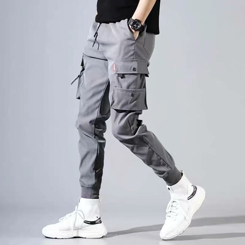 Classic Streetwear Casual Men Ribbons Harem Jogging Pants