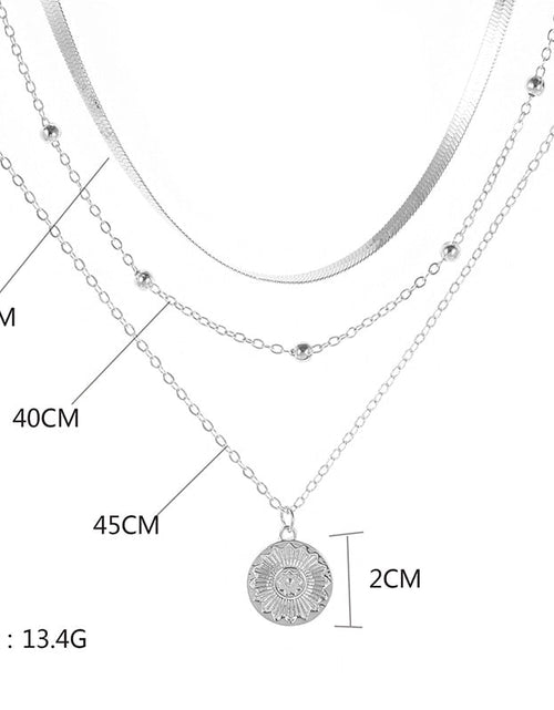 Load image into Gallery viewer, 925 Sterling Silver Three-Layer Round Necklace Simple Snake Chain Charm Ball Chain Party Gift For Women&#39;s Exquisite Jewelry
