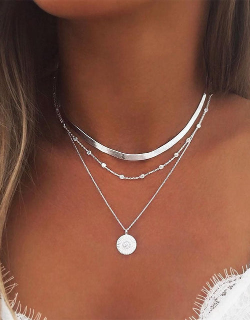 Load image into Gallery viewer, 925 Sterling Silver Three-Layer Round Necklace Simple Snake Chain Charm Ball Chain Party Gift For Women&#39;s Exquisite Jewelry
