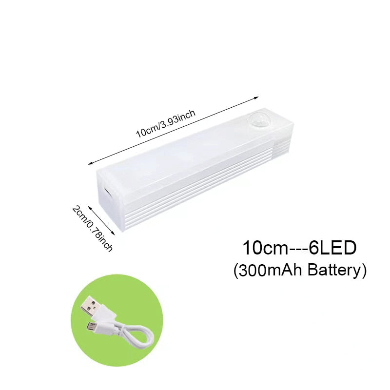 6/10 LED Induction Under Cabinet Light Motion Sensor Closet Night Lamp Battery Powered Magnetic Strip Light For Kitchen Wardrobe