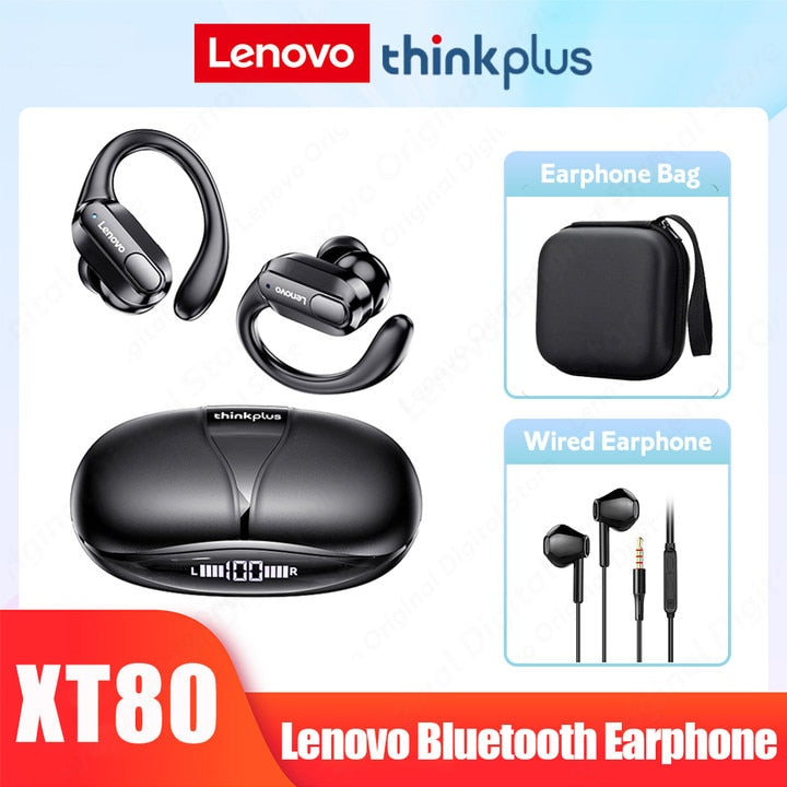 Lenovo XT80 Bluetooth 5.3 Earphones True Wireless Headphones with Mic Button Control Noise Reduction Earhooks Waterproof Headset