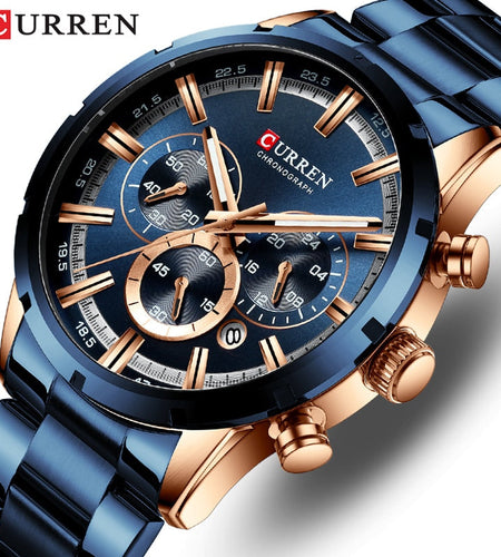 CURREN Men Watch Top Brand Luxury Sports Quartz Mens Watches Full Steel Waterproof Chronograph Wristwatch Men Relogio Masculino