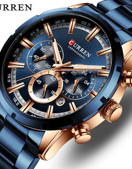 Load image into Gallery viewer, CURREN Men Watch Top Brand Luxury Sports Quartz Mens Watches Full Steel Waterproof Chronograph Wristwatch Men Relogio Masculino
