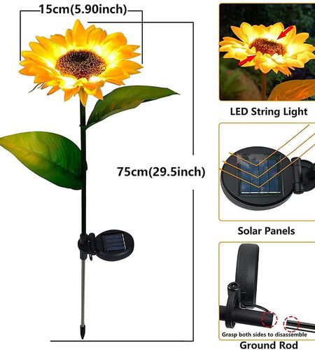 Solar sunflower garden LED lights