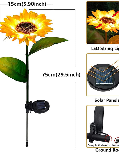 Load image into Gallery viewer, Solar sunflower garden LED lights
